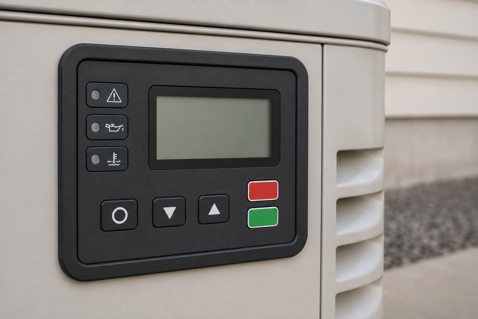 Digital control panel on a residential standby generator