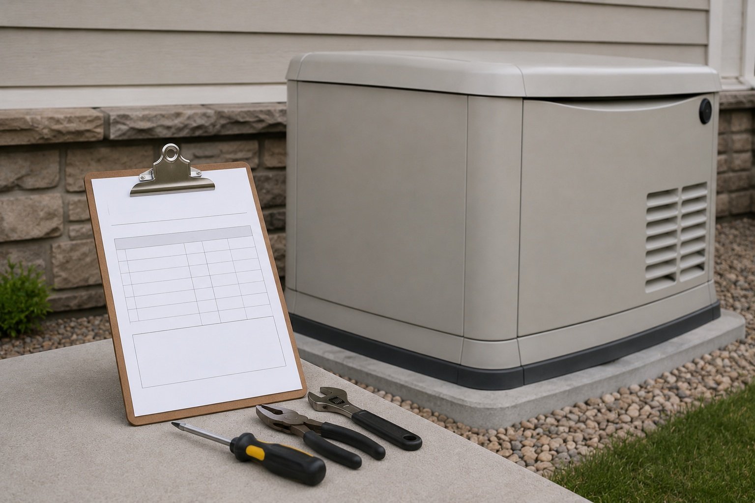 Standby generator with tools and an installation estimate